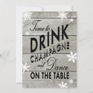 Snowflake Couple's Shower Time to Drink Champagne Invitation