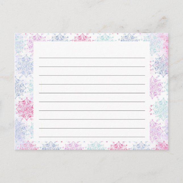 Snowflake covered Christmas Recipe Card (Front)