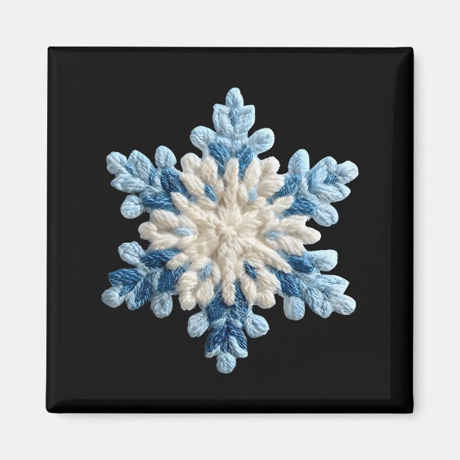 Snowflake Crochet Snow Merry Christmas Xmas Pajama Magnet (Front)