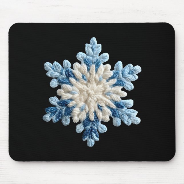 Snowflake Crochet Snow Merry Christmas Xmas Pajama Mouse Pad (Front)
