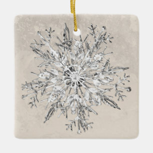 Snowflake Crystal Grunge  Ceramic Ornament