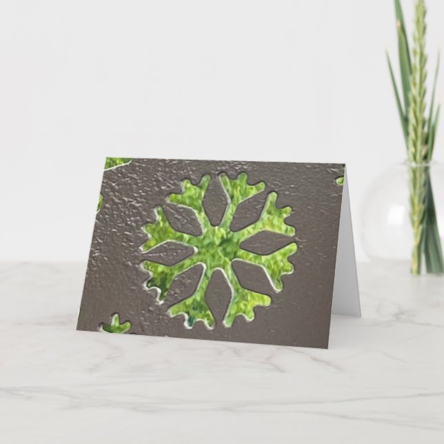 Snowflake cut into steel card (Front)