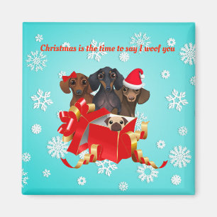 Snowflake Dachshund Decorative Christmas Magnet