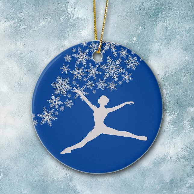 Snowflake Dancer Blue Personalised Christmas Ceramic Ornament (Creator Uploaded)