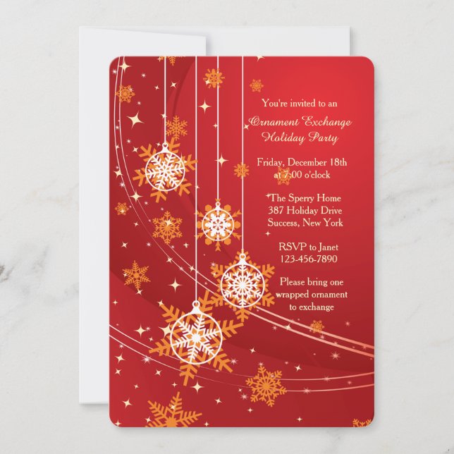 Snowflake Dangles Holiday Card (Front)