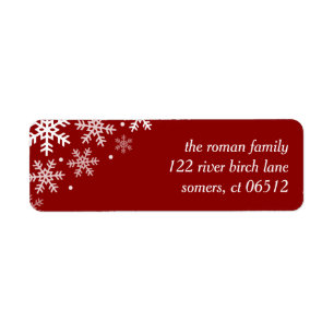 Snowflake, Dark Red Holiday Return Address Label