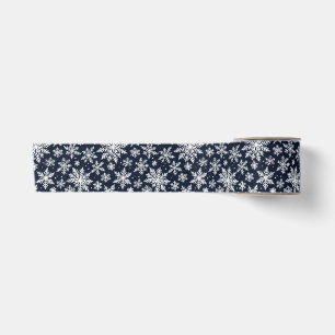 Snowflake Dark Winter Background Cosy Holiday Satin Ribbon