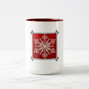 Snowflake Design Customisable Christmas Two-Tone Coffee Mug