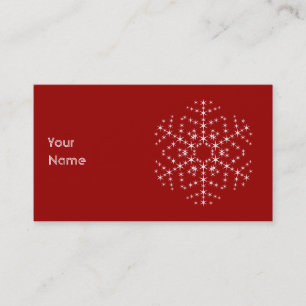 Snowflake Design in Dark Red and White. Business Card