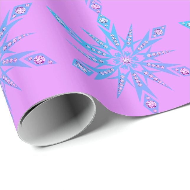 Snowflake Diamond retro purple blue mid century  Wrapping Paper (Roll Corner)