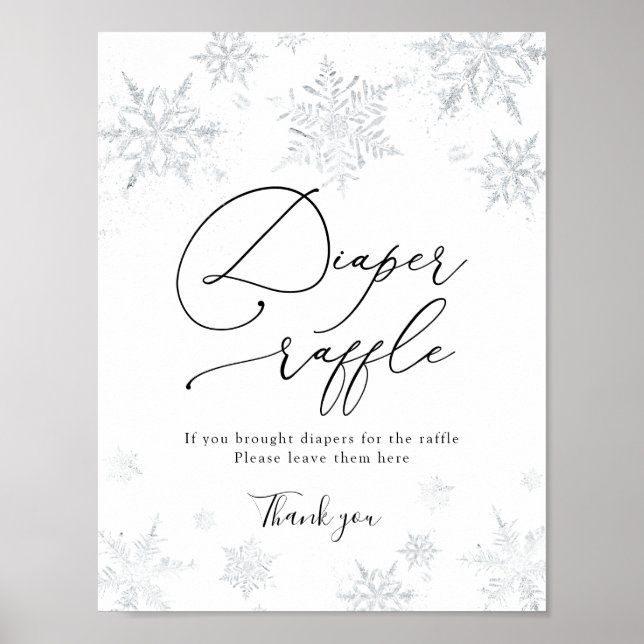 Snowflake Diaper Raffle Sign (Front)