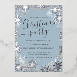 Snowflake Dusty Blue Silver Christmas Work Party  