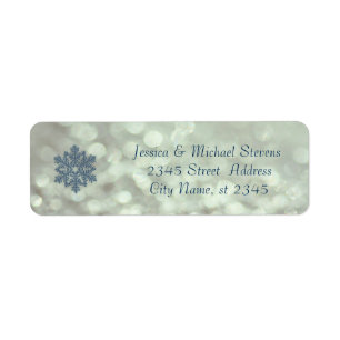 Snowflake Elegant modern bokeh holiday wedding Return Address Label