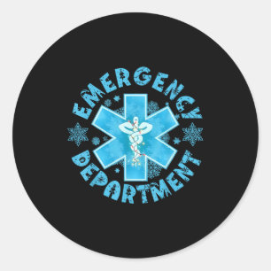 Snowflake Emergency Department Winter Er Ed Nurse Classic Round Sticker