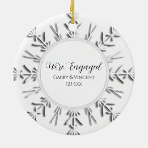 Snowflake Engagement Photo Ceramic Tree Decoration