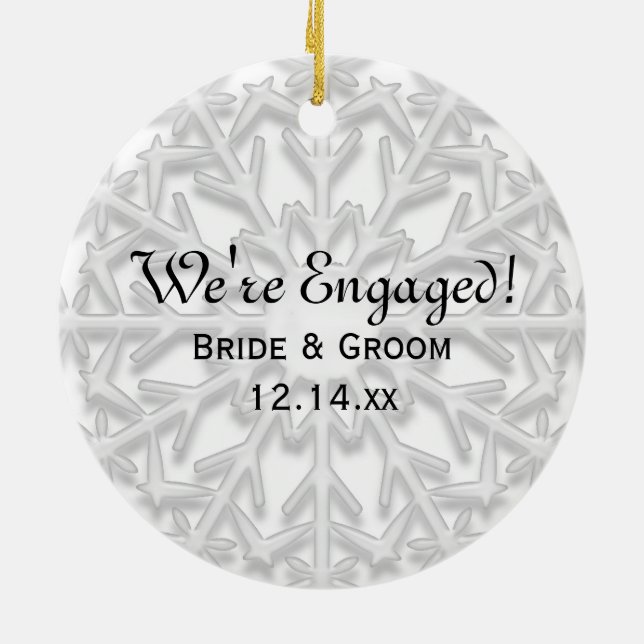Snowflake Engagement Photo Ornament (Back)