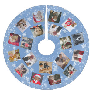 Snowflake Family Photo Collage  Christmas Brushed Polyester Tree Skirt