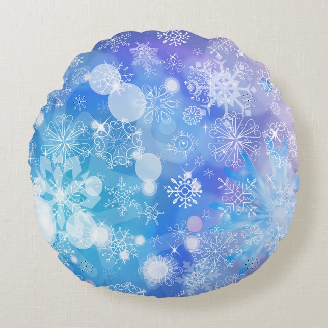 Snowflake Fantasy Round Cushion (Front)