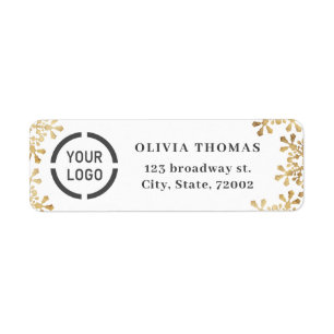 Snowflake faux gold company logo Return Address Return Address Label