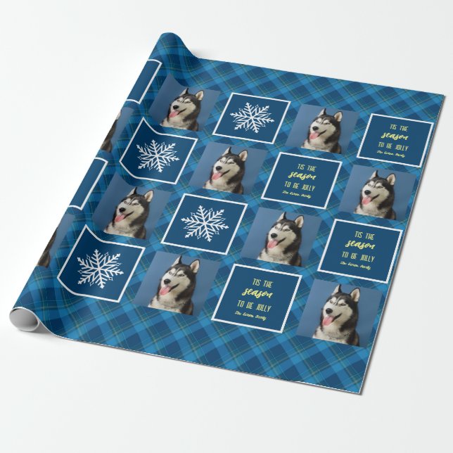 Snowflake & Favourites. Photo. Blue.  Wrapping Paper (Unrolled)