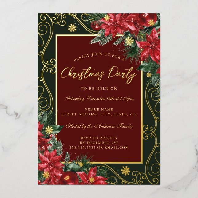 Snowflake Festive Floral Frame Christmas Party (Front)