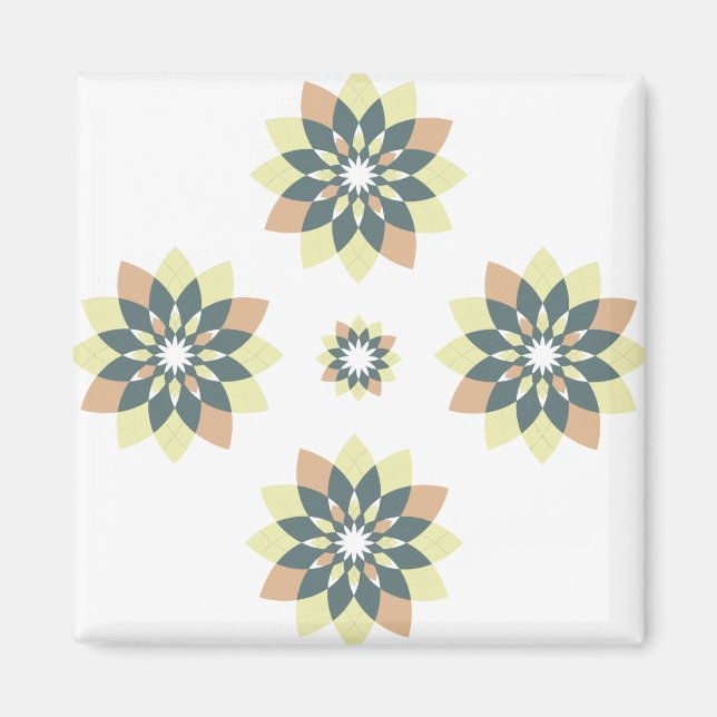 Snowflake Floral Orange Yellow Magnet (Front)