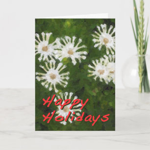 Snowflake Flower Holiday Green Illustration Card