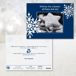 Snowflake Foil Accents Blue Business Holiday Card