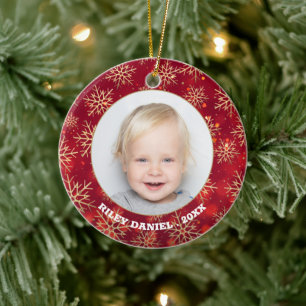 Snowflake Frame Photo Ceramic Ornament