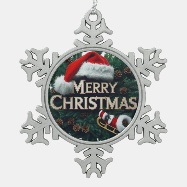 Snowflake Framed Christmas Ornament – Rustic Holid (Front)
