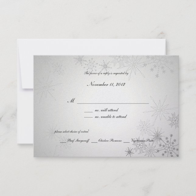 Snowflake Gems/ Silver RSVP Card (Front)