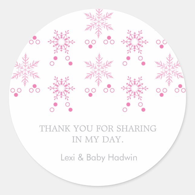 Snowflake | Girl Baby Shower Favour Sticker (Front)