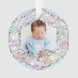 *~* Snowflake Glitter Christmas PHOTO BOY AP44  Ornament