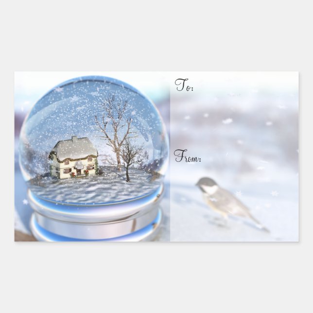 Snowflake Globe Christmas Gift Labels (Front)