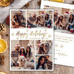 Snowflake Gold and White 5 Photo Collage Christmas Holiday Card<br><div class="desc">Modern Elegant Gold and White Script Snowflake 5 Photo Collage Merry Christmas Script Holiday Card. This festive, minimalist, whimsical five (5) photo holiday greeting card template features a pretty grid photo collage, some snowflake and says „Merry Christmas”! The „Merry Christmas” Calligraphy greeting text is written in a beautiful hand lettered...</div>