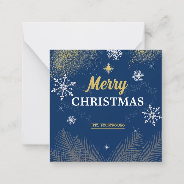 snowflake gold glitter merry christmas card (Front)
