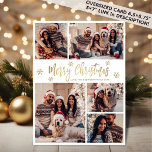 Snowflake Gold White 5 Photo Collage Christmas  Holiday Card<br><div class="desc">Modern Simple Elegant Calligraphy Gold and White Snowflake 5 Photo Collage Merry Christmas Script Holiday Card. PLEASE NOTE, THESE 6.5" X 8.75" SIZE CARDS ARE LARGER THAN AVERAGE, DUE TO THE LARGER CARD SIZE, IT'S ALMOST CERTAIN THAT THE POSTAGE COSTS WILL BE HIGHER. IF YOU PREFER THE STANDARD 5X7" SIZE,...</div>