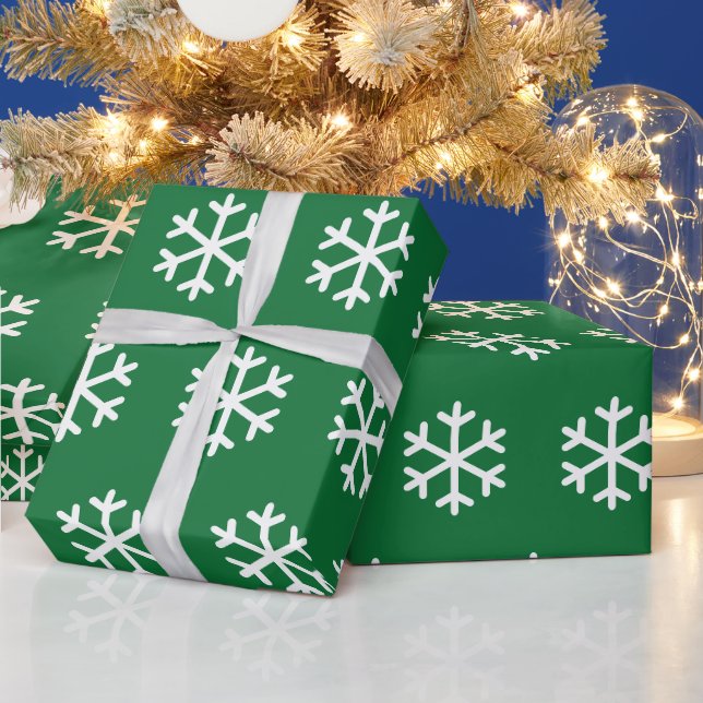 Snowflake Green Christmas Wrapping Paper (Holidays)
