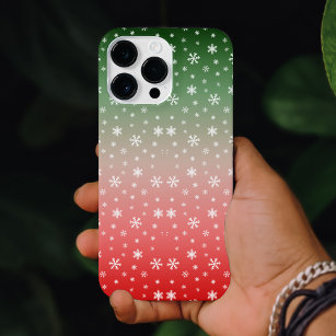 Snowflake Green & Red Ombre Christmas iPhone 14 Pro Max Case