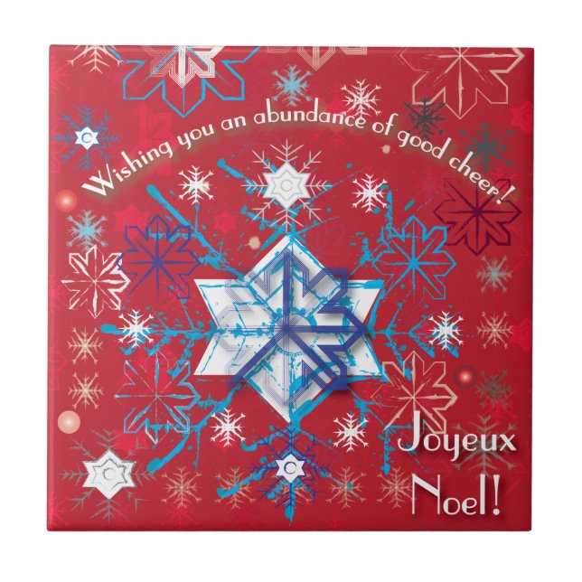Snowflake Greetings I Ceramic Tile (Front)