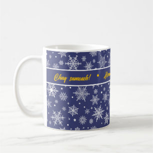 Snowflake Hannukah Deep Blue & Gold Mug