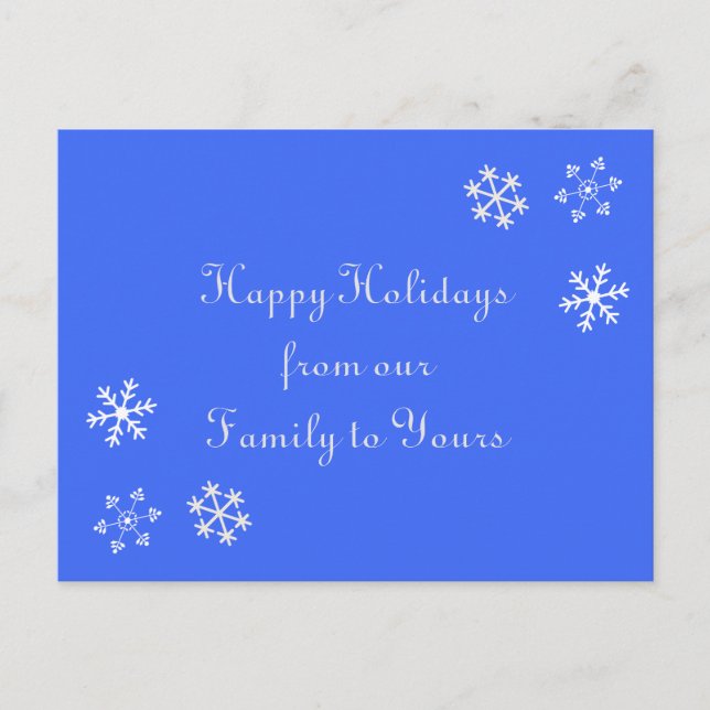 Snowflake Happy Holidays Post Card (Front)