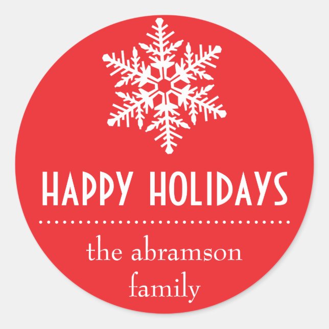 Snowflake Happy Holidays Stickers (Red) (Front)