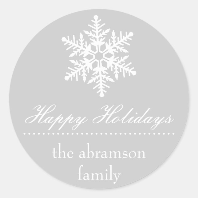 Snowflake Happy Holidays Stickers (Silver) (Front)