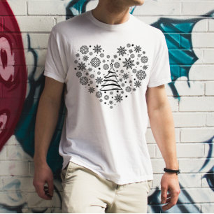 Snowflake Heart Christmas Tree T-Shirt