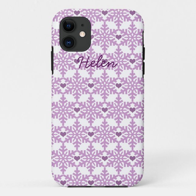 Snowflake Heart Pattern - Custom name Case-Mate iPhone Case (Back)