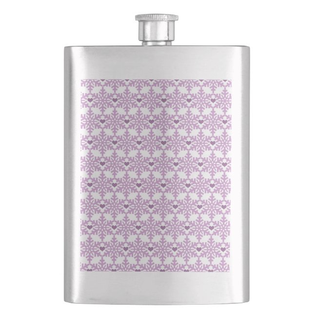 Snowflake Heart Pattern Hip Flask (Front)