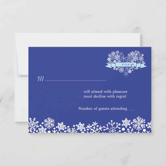 Snowflake Heart Winter Wedding RSVP (Front)
