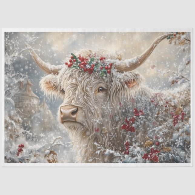 Snowflake Highlander Tissue Paper (Front)