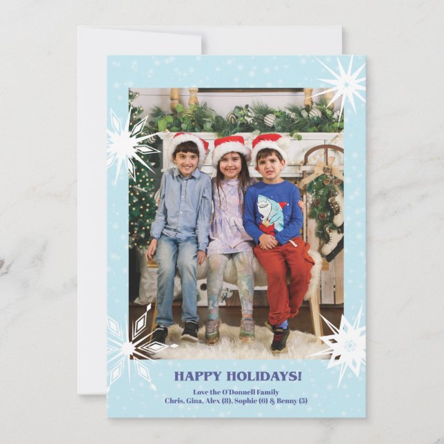 Snowflake Holiday Card with Photo (Front)